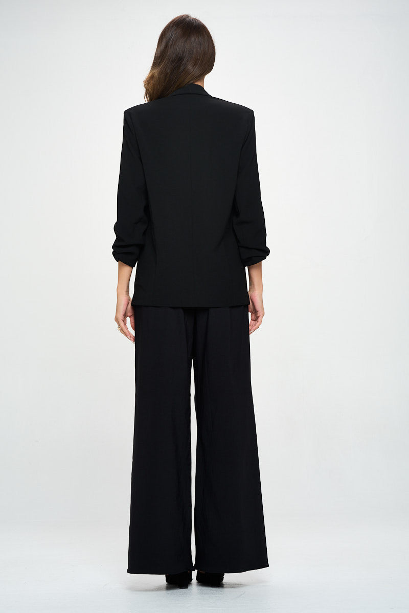 Solid Wide Leg Pants with Side Pockets-4